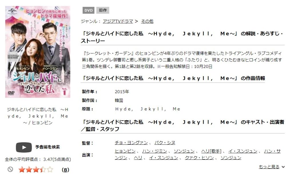 ジキルとハイドに恋した私-～Hyde-Jekyll-Me～韓国ドラマ
