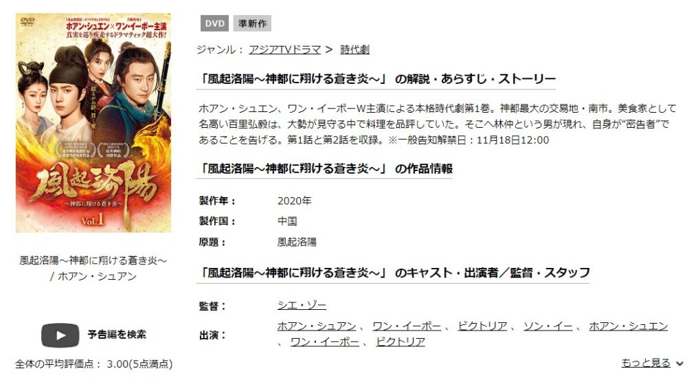 風起洛陽～神都に翔ける蒼き炎～中国ドラマ.